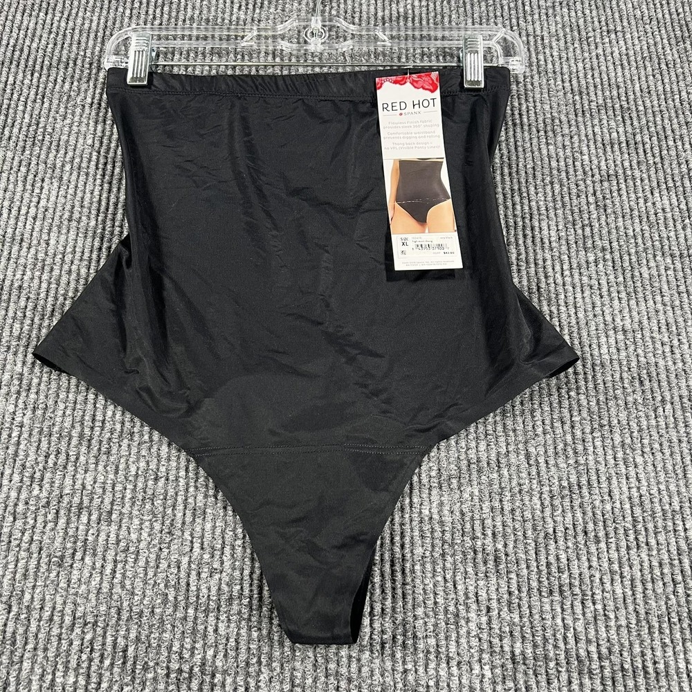 Spanx Shapewear Thong Womens XL Black Red Hot High Waisted Slimming Firm Control